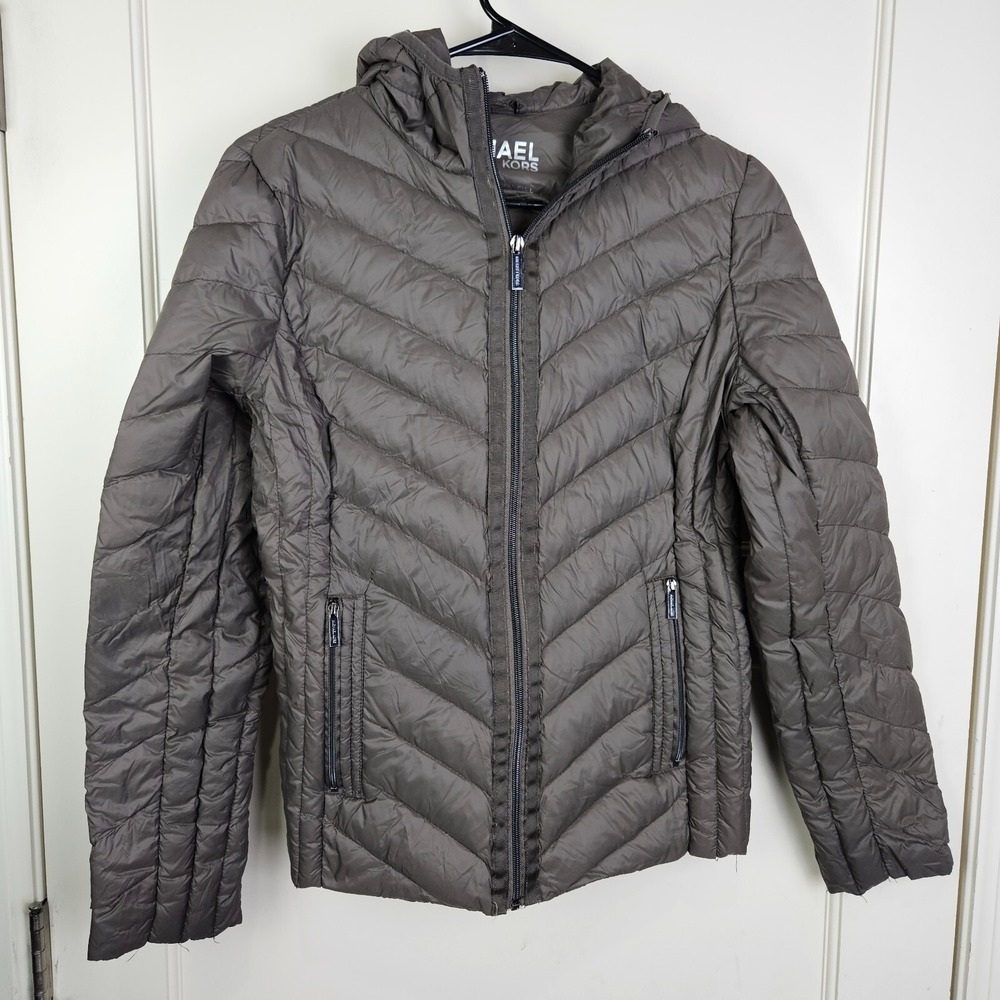 Michael Kors Packable Down Fill Puffer Jacket Women's Size: S Brown Winter Warm